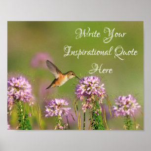 Inspirational Quote Hummingbird and Wildflowers Poster