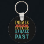 Inspirational Quote Inhale Future Exhale Past Key Ring<br><div class="desc">Inspirational motivation quote to keep you inspired and motivate others around you.

Beautiful saying about letting go of the past failures and bad experiences to embrace the future and all the possibilities. Breath. Inhale the future. Exhale the past.

Background colour can be customised to your desired colour.</div>