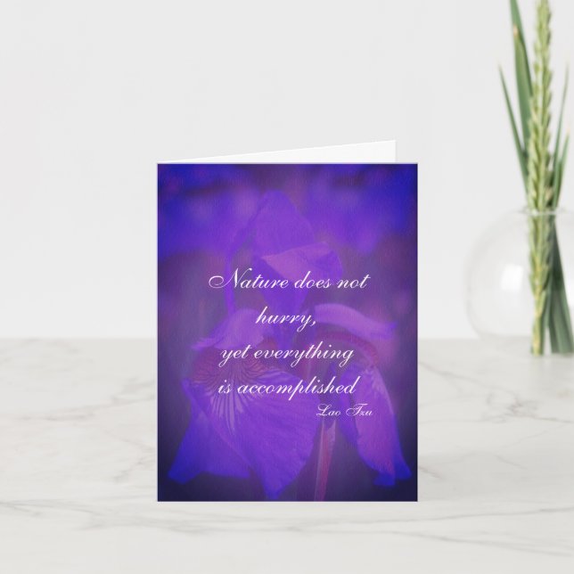 Inspirational Quote Iris Blank Note Card (Front)