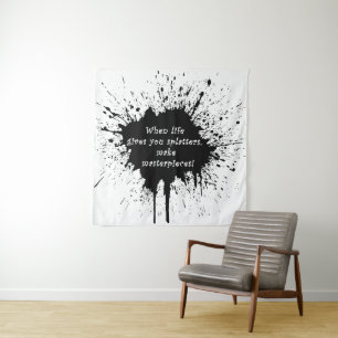inspirational quote life splatter paint creativity tapestry