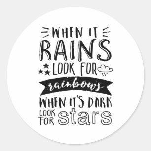 Inspirational Quote Look For Star and Rainbow Classic Round Sticker