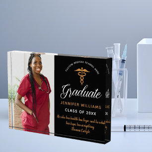 Inspirational Quote Medical School Graduation Chic Photo Block