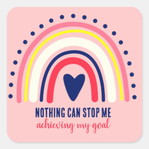 INSPIRATIONAL QUOTE MODERN VINTAGE BOHO RAINBOW   SQUARE STICKER