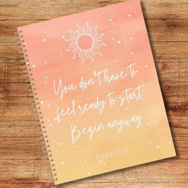 Inspirational Quote Mystic Sun Personalised Name  Planner (Inspirational Quote Mystic Sun Personalized Name Planner)