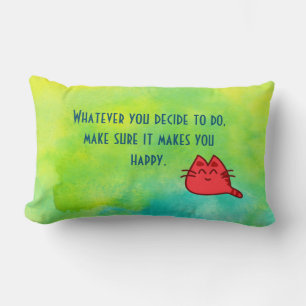 Inspirational Quote on Happiness Lumbar Cushion