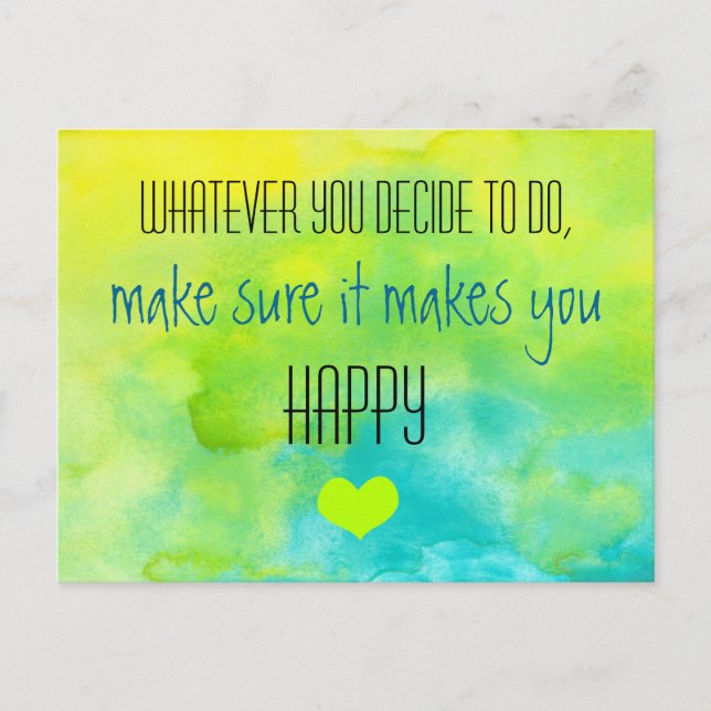 Inspirational Quote on Happiness Postcard (Front)