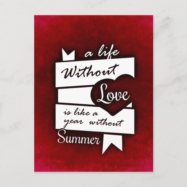 Inspirational Quote on Love on a Red Background Postcard (Front)
