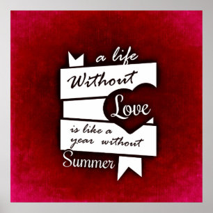 Inspirational Quote on Love on a Red Background Poster