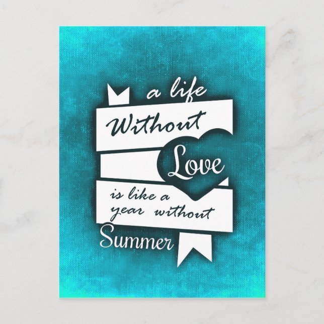 Inspirational Quote on Love on Turquoise Postcard (Front)