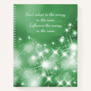 Inspirational Quote on Soft Green Sparkling Lights Notebook