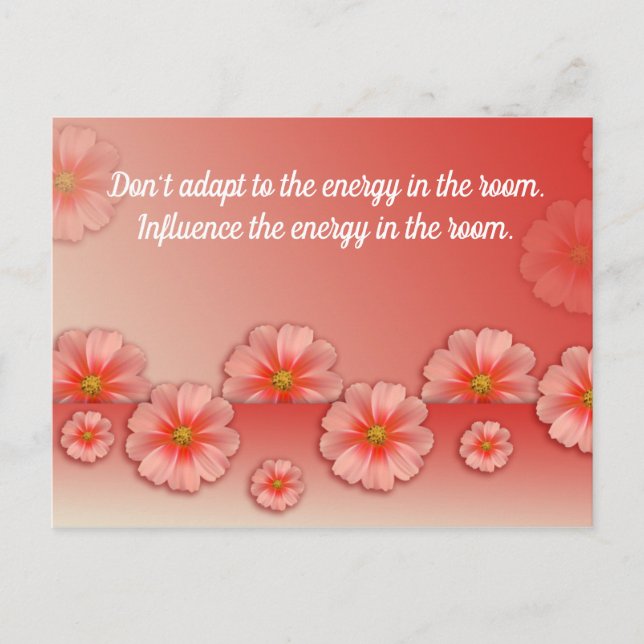 Inspirational Quote on Soft Peach & Pink Flowers Postcard (Front)
