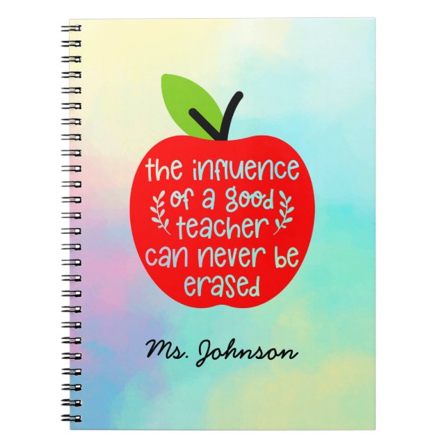 Inspirational Quote | Personalised Teacher Apple Notebook (Front)