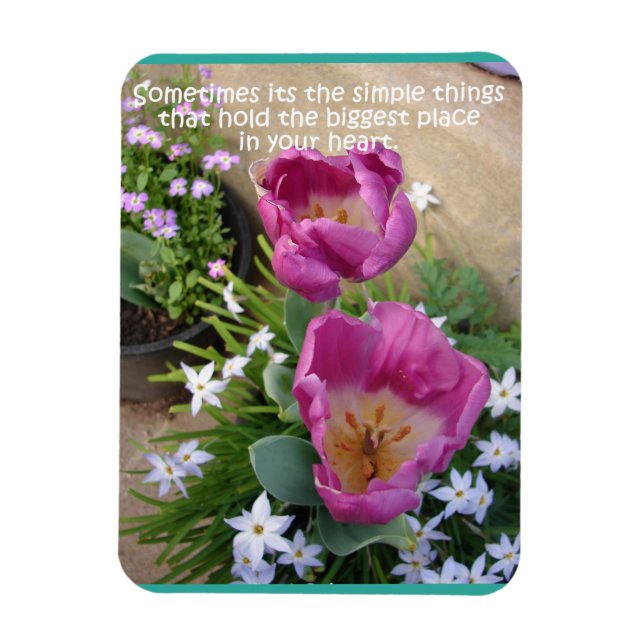 Inspirational Quote Pink Tulip Floral Flower Magnet (Vertical)