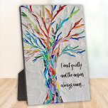 Inspirational Quote Plaque<br><div class="desc">This decorative plaque features a rainbow-coloured mosaic tree and an inspiring quote.
Easily customisable with your own words.
Original Mosaic © Michele Davies.</div>