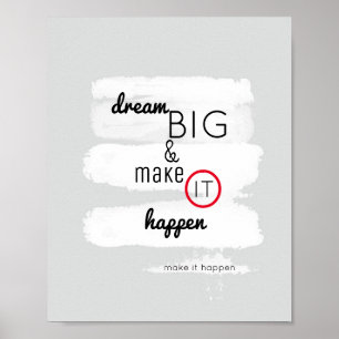 inspirational quote poster dream big text on grey