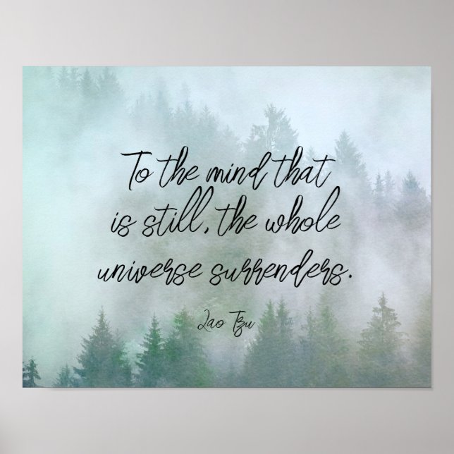 inspirational quote poster Lao Tzu on misty pines (Front)