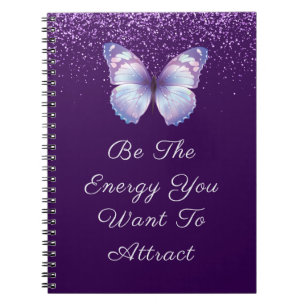 Inspirational Quote purple glitters butterfly  Notebook