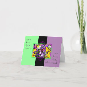 Inspirational Quote Purple Pansies Flower Card