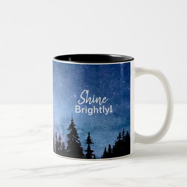 Inspirational Quote Shine Brightly Motivational  Two-Tone Coffee Mug (Right)