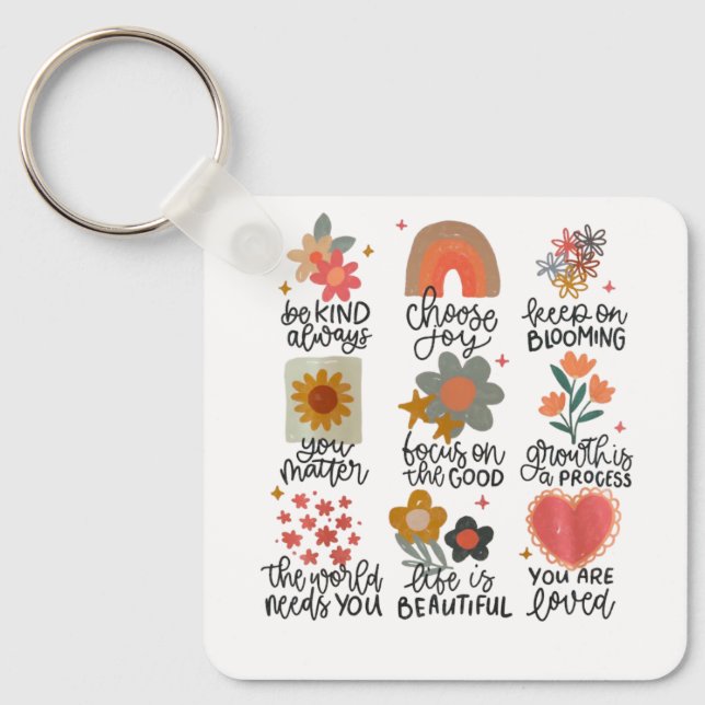 Inspirational Quote Stickers Key Ring (Front)