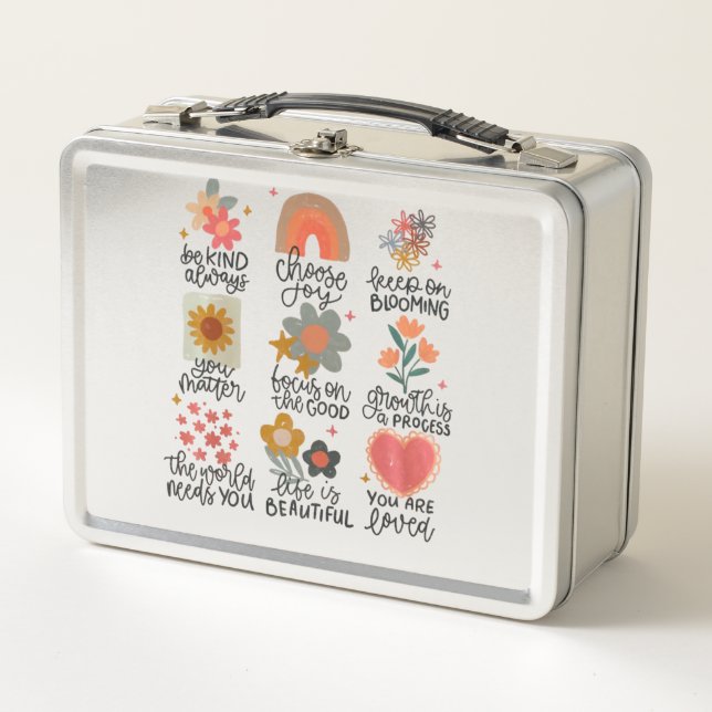 Inspirational Quote Stickers Metal Lunch Box (Front)