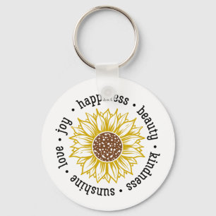 Inspirational Quote Sunflower Key Ring