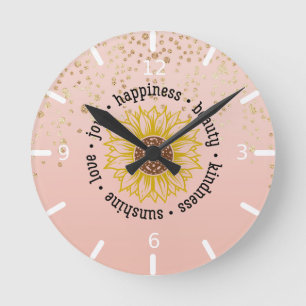 Inspirational Quote   Sunflower Round Clock