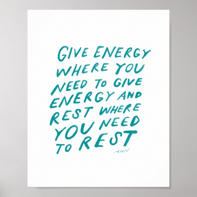 Inspirational quote teal watercolor poster (Front)