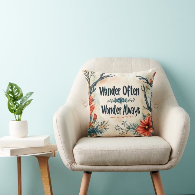 Inspirational Quote : Wander Often, Wonder Always Cushion (Chair)