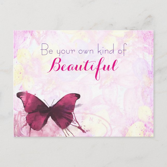 Inspirational Quote With A Watercolor Butterfly Postcard (Front)
