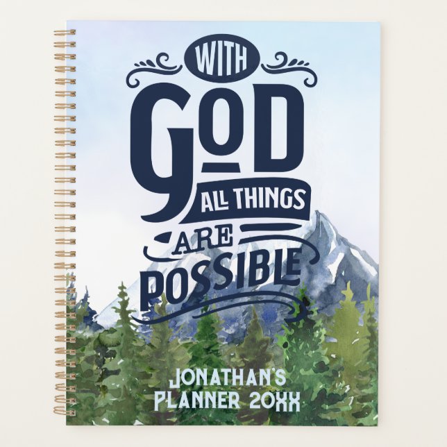Inspirational Quote With God All Things Possibe Planner (Front)
