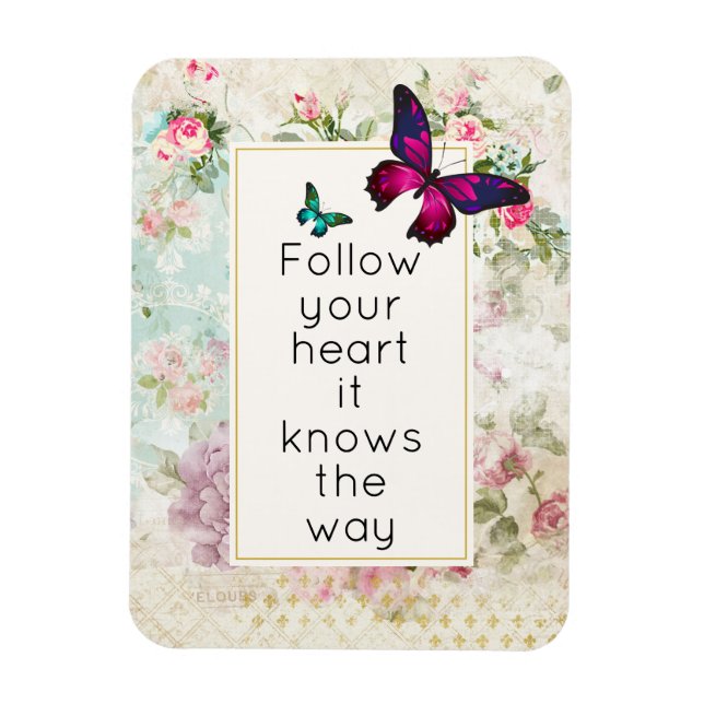 Inspirational Quote with Pretty Butterflies Magnet (Vertical)