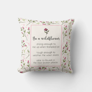 Inspirational Quote With Wildflower Pattern Cushion