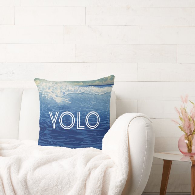 Inspirational Quotes Beach YOLO You only live once Cushion (Couch)