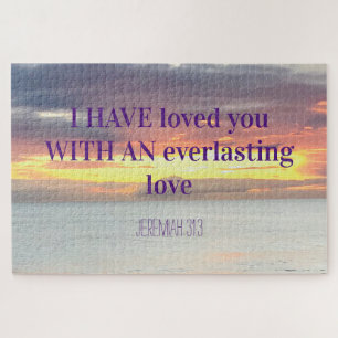 Inspirational quotes Bible Verse Christian Sunset Jigsaw Puzzle