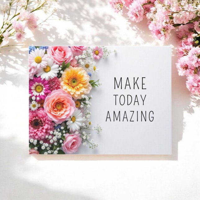 Inspirational Quotes Colourful Flowers Postcard (Creator Uploaded)
