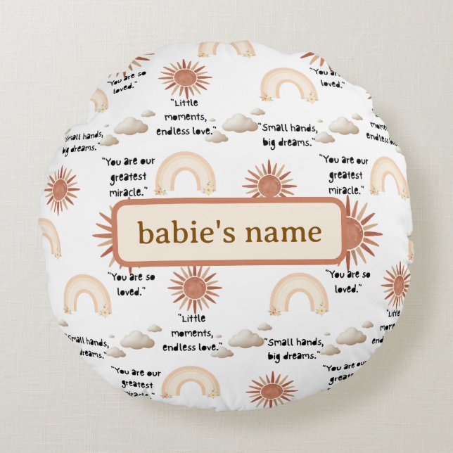 inspirational quotes for a baby round cushion (Front)
