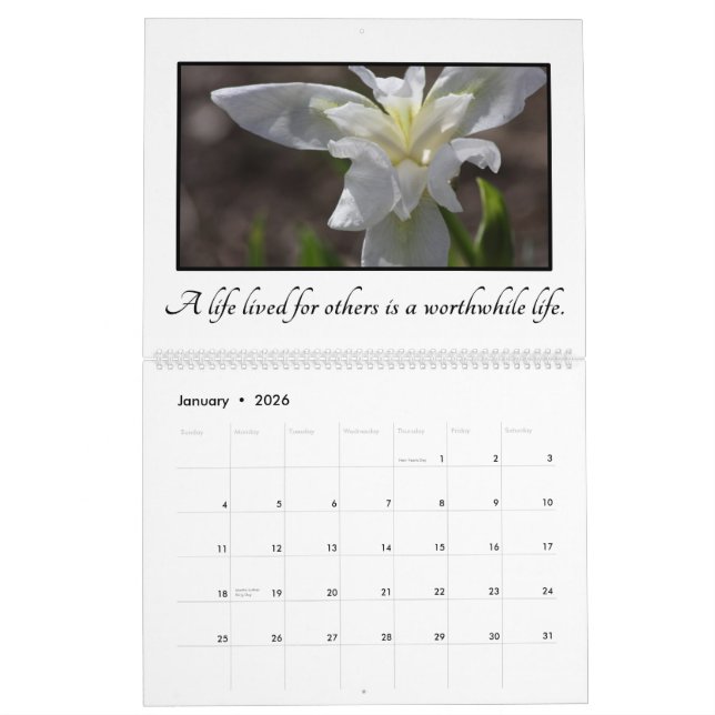 Inspirational Quotes for Volunteers Customisable Calendar (Jan 2026)