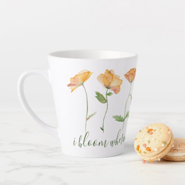 Inspirational Quotes Orange Poppies Latte Mug (In Situ)
