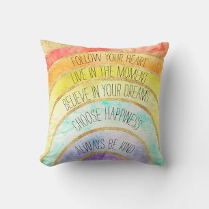 Inspirational Quotes Rainbow Cushion