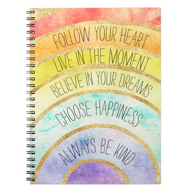 Inspirational Quotes Rainbow Spiral Notebook (Front)
