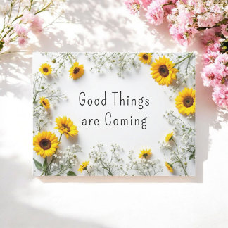 Inspirational Quotes Yellow White Sunflowers Postcard