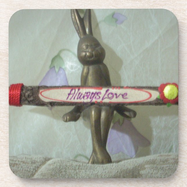 Inspirational Rabbit: Always Love Sign Art Print  Coaster (Front)