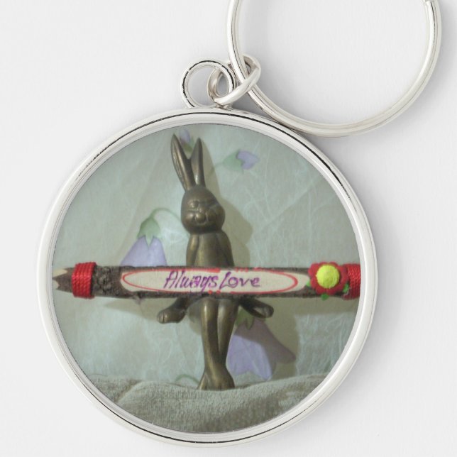 Inspirational Rabbit: Always Love Sign Art Print  Key Ring (Front)