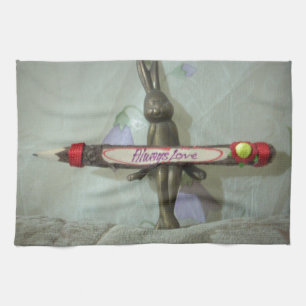 Inspirational Rabbit: Always Love Sign Art Print Tea Towel