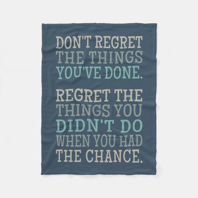 Inspirational REGRETS fleece blanket (Front)