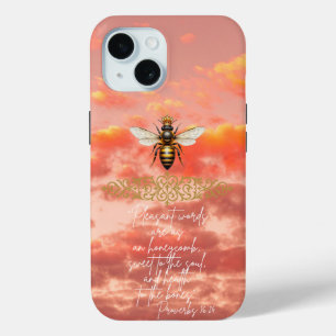 Inspirational Religious Sunset Sky Queen Bee Gold iPhone 15 Case