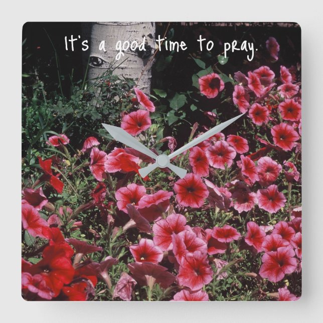 Inspirational Reminder to Pray Square Wall Clock (Front)