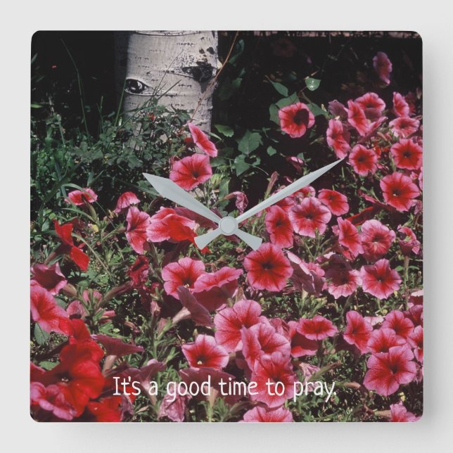 Inspirational Reminder to Pray Square Wall Clock (Front)