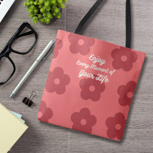 Inspirational Retro Red Floral Tote Bag